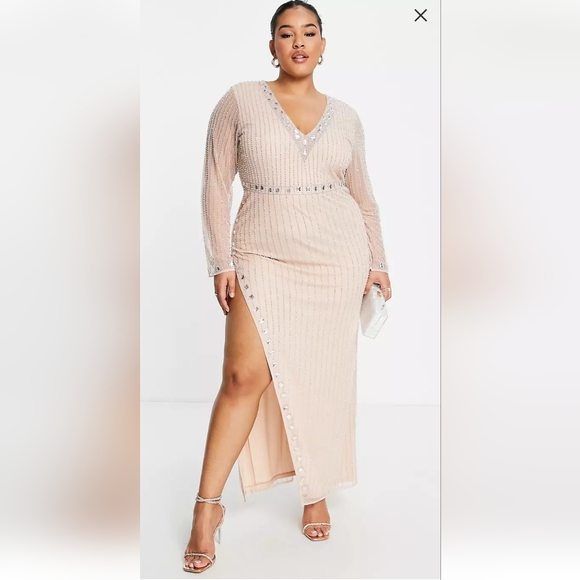 πHPπ Women's Embellished ASOS Gown with Thigh High Split - Picture 2 of 7